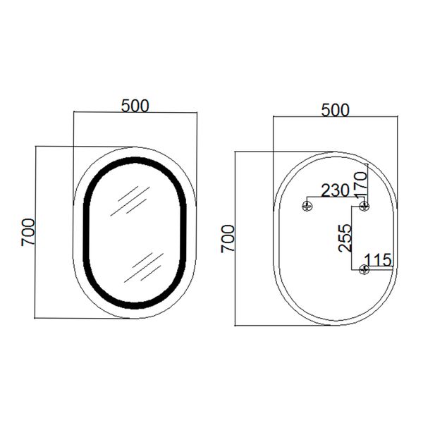 Зеркало Qtap Gemini 500х700 с LED-подсветкой Touch, с антизапотеванием, с диммером, рег. темп. цвета (3000-6500K) Reverse QT2578R5070 SD00052316 фото