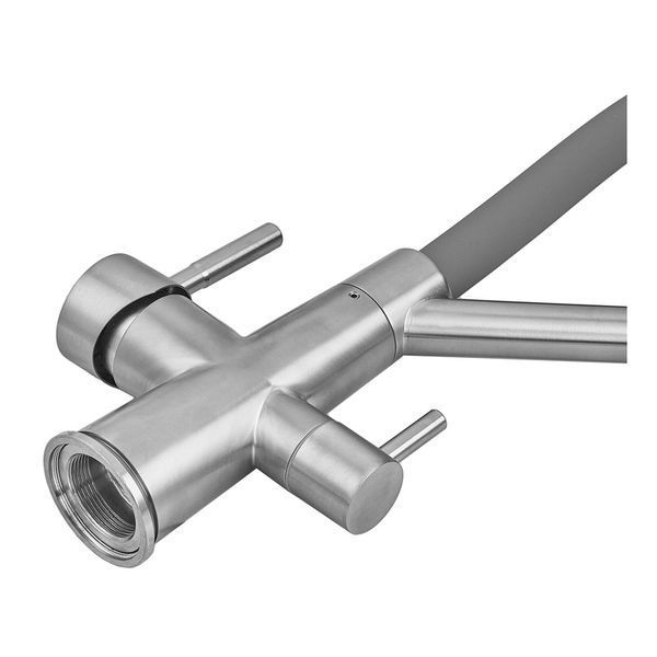 Смеситель для кухни с силиконовым изливом Zerix MAG-021 Refl.Gray из нерж. стали SUS304 с выходом для пит.воды (изл.серый) (ZX6004) ZX6004 фото