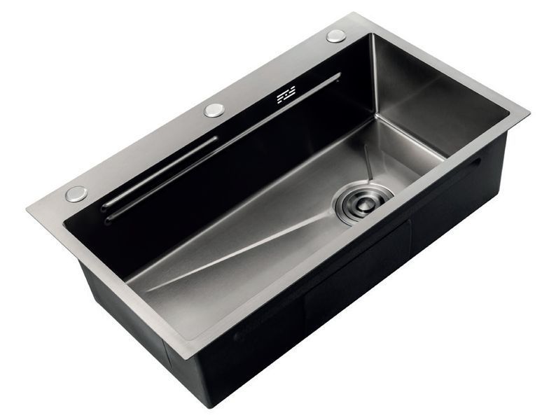 Мойка Zerix ZH6845-SET-05 NANO-BLACK (3.0/0.8) с нерж. стали, комплект (графит) (ZM5579) ZM5579 фото