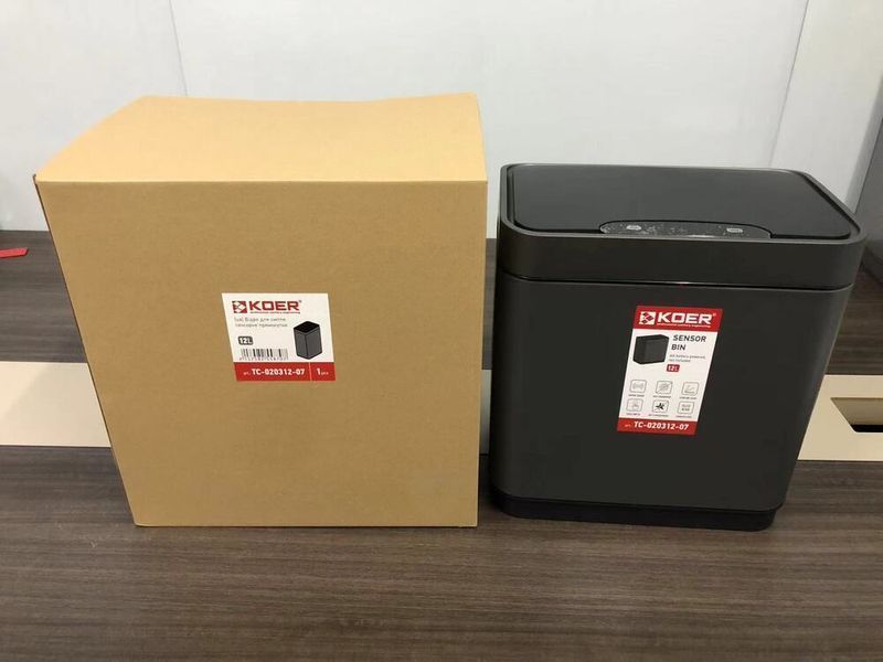 Відро для сміття сенсорне прямокутне KOER TC-020312-07 12 л (колір графіт) (KR5587) KR5587 фото