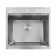 Кухонна мийка з нержавіючої сталі MIXXUS Handmade MH5050-SK NANO Silver 500&times;500&times;215 мм зі сходинкою для аксесуарів та підставкою для ножів