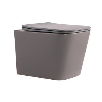 Унитаз подвесной Tern Ultra Quiet 490&times;365&times;325&nbsp;мм, Stone Grey, с сиденьем Slim Duroplast / Soft-close / Quick Release QT17332303ASSG Qtap SD00054289 фото