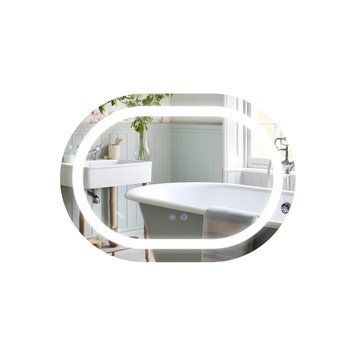 Дзеркало настінне Qtap Gemini (GE1) 650х900 мм, овальне, з LED-підсвіткою Touch, антизапотіванням, димером, рег. темп. кольору (3000-6500K), Reverse SD00052320 фото