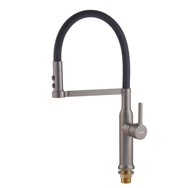 Смеситель для кухни Mixxus Premium PULL 017 GRAPHITE REFL.BLACK (Цвет графит+силик.излив черный) (MI8278) MI8278 фото