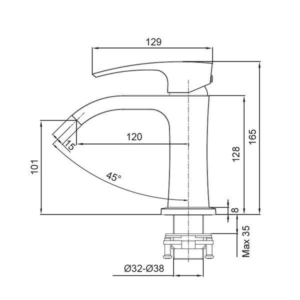 Змішувач для умивальника Koer KB-12007-05 (Колір чорний) (KR3443) KR3443 фото