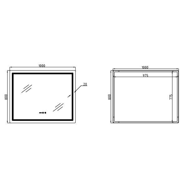 Дзеркало Qtap Mideya (MI2) 1000х800 з годинником, з LED-підсвічуванням Touch, з антизапотіванням, димером, рег. яскравості QTMID100080049266 SD00055390 фото