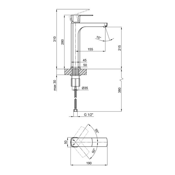 Змішувач для раковини Qtap Lipno високий QTLIPNO10H23101G Graphite SD00044010 фото