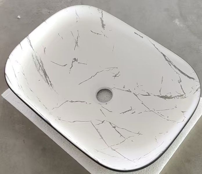 Раковина накладна MIXXUS PREMIUM DIVERSE-0112 MARBLE-BLACK 455х325х135mm (MP6541) MP6541 фото