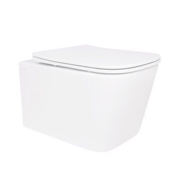 Унітаз підвісний Crow Rimless 485х340х330 мм, White, з сидінням Slim Duroplast/ Soft-close/ Quick Release QT05335171RW Qtap SD00054228 фото