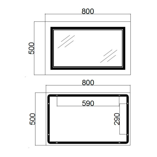 Дзеркало Qtap Cardinal 500х800 з LED-підсвічуванням Touch, з антизапотіванням, з димером, рег. темп. кольору (3000-6500K) Reverse QT0478C5080 SD00052322 фото