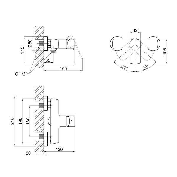 Змішувач для душу Qtap Lipno QTLIPNO4023101G Graphite SD00044011 фото