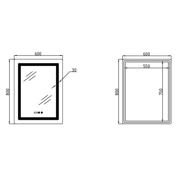 Дзеркало Lidz Kubis (KU2) 600х800 з годинником, з LED-підсвічуванням Touch, з антизапотіванням, з димером, рег. яскравості LDKU600800CL49280 SD00055404 фото