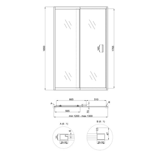 Душевая дверь в нишу Qtap Taurus CRM2012-13.C6 120-130x185 см, стекло Clear 6 мм, покрытие CalcLess SD00045297 фото