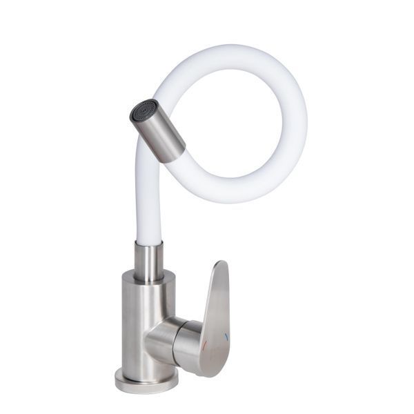 Смеситель для кухни Lidz Vida 015F3 с гибким изливом (k35) LDVID015F3WHI43357 White / Nickel SD00049480 фото