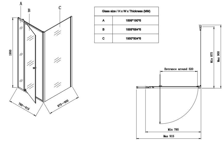 Душова кабіна без піддону Koer SR SC05-90x90x195-TR-01 прозоре скло Easy Clean 6мм, хром (KR5363) KR5363 фото