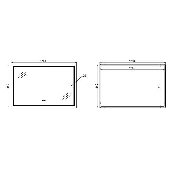 Зеркало Qtap Mideya (MI1) 1200х800 с LED-подсветкой Touch, с антизапотеванием, диммером QT2078F613W SD00034659 фото