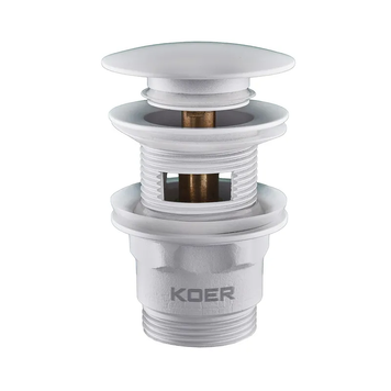 Донный клапан для раковины с переливом Koer PW-03-03 автоматический (Click-Clack) (Цвет белый) 1 1/4'' (KR3395) KR3395 фото