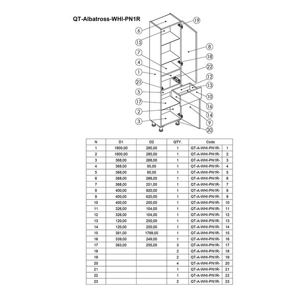 Пенал напольный Qtap Albatross 400х1900х305 White QT0175PN1900DRW SD00036096 фото