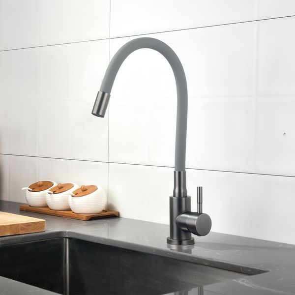 Змішувач для кухні Lidz Aria 015F3 (k35) з гнучким виливом LDARI015F3GGRP49565 Graphite/Grey SD00055689 фото