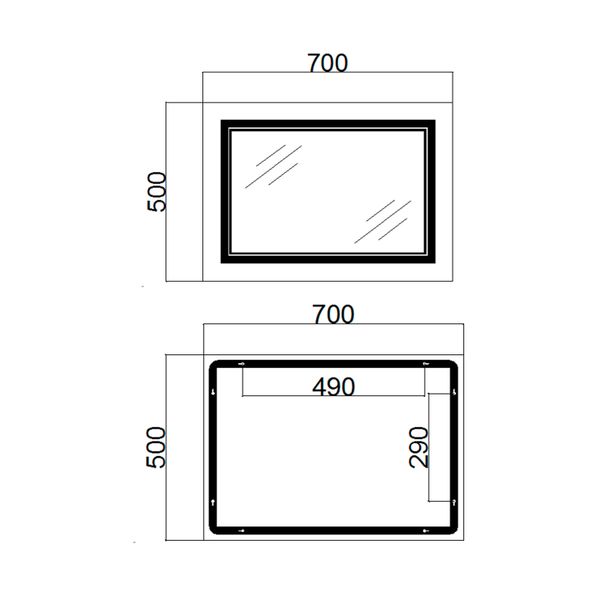 Зеркало Qtap Cardinal 500х700 с LED-подсветкой Touch, с антизапотеванием, с диммером, рег. темп. цвета (3000-6500K) Reverse QT0478C5070 SD00052323 фото