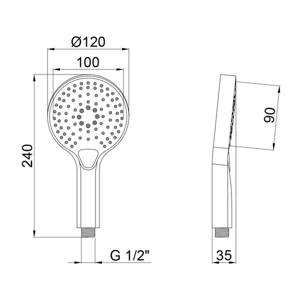 Лейка для ручного душа Qtap Rucni 115 мм округлая QTRUCA120O3KCW Chrome SD00041886 фото