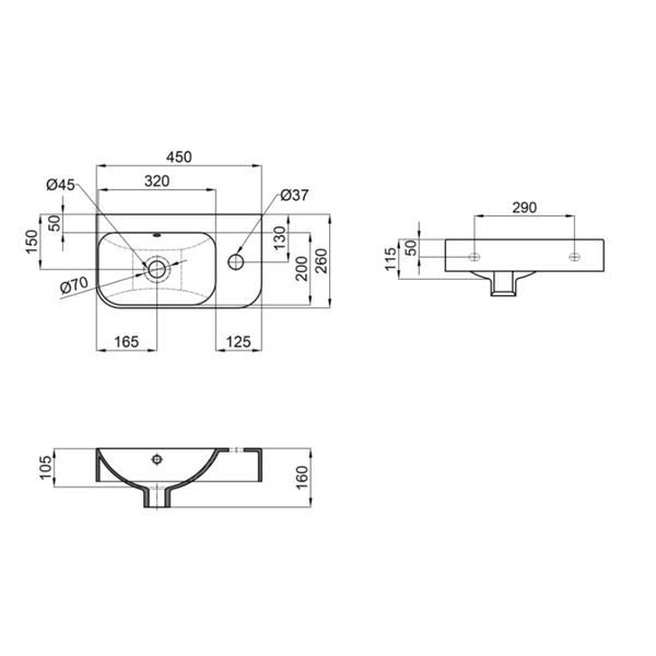 Раковина Qtap Tern 450х260х155 White QT17115117RWN SD00052903 фото