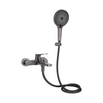 Змішувач для ванни Qtap Slavonice (з душовим гарнітуром) QTSLV259GMB48035 Gunmetal Black PVD, латунь, графіт SD00054159 фото