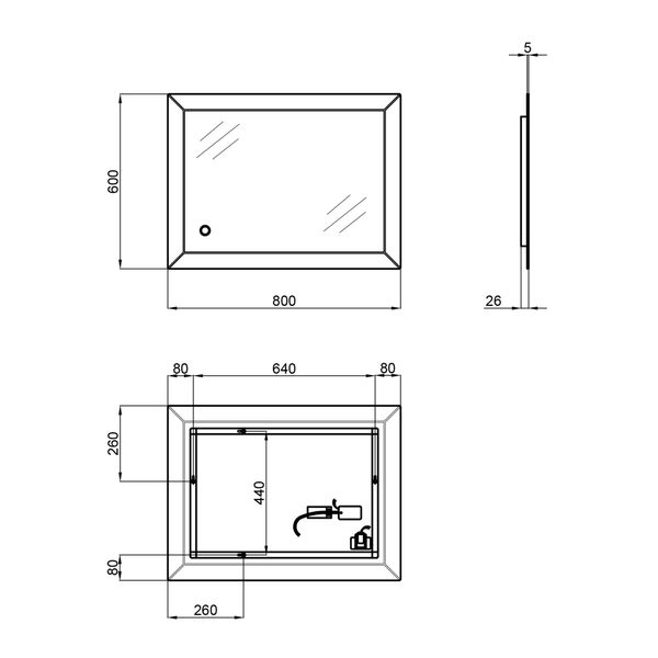 Дзеркало Qtap Aries 800х600 з LED-підсвічуванням Touch, димер, рег. яскравості Reverse QT037816016080W SD00045738 фото