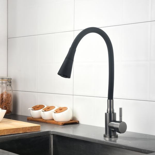 Змішувач для кухні Lidz Aria 015F31 (k35) з гнучким виливом LDARI015F31BGRP49566 Graphite/Black SD00055690 фото
