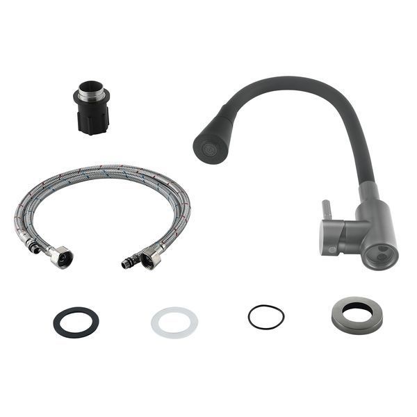 Змішувач для кухні Lidz Aria 015F31 (k35) з гнучким виливом LDARI015F31BGRP49566 Graphite/Black SD00055690 фото
