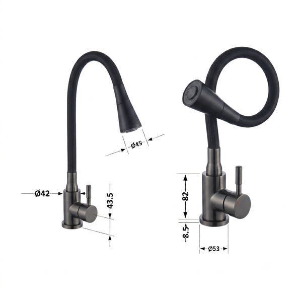 Змішувач для кухні Lidz Aria 015F31 (k35) з гнучким виливом LDARI015F31BGRP49566 Graphite/Black SD00055690 фото