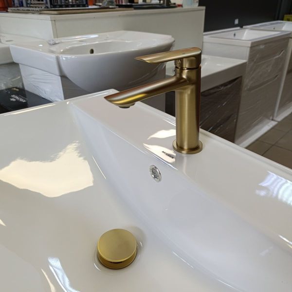 Комплект смесителей KOER KB Gold 2 в 1: для ванны KB-40028-12 и умывальника KB-10028-12, латунь, матовое золото KR307291 фото