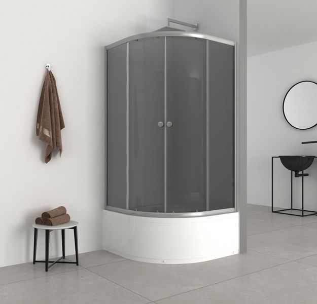 Душова кабіна з високим піддоном Mixxus PLAIN SCT01-90x90x195-GR SATIN сіре тоноване скло 4мм (MI6895) MI6895 фото