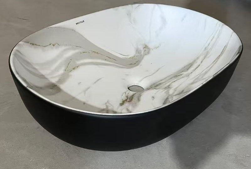 Раковина накладна MIXXUS PREMIUM ELLIPSE-0105 MARBLE-BLACK 600х400х150mm (MP6565) MP6565 фото