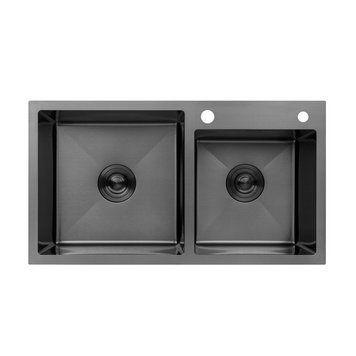 Кухонна мийка Kroner KRP Schwarze - 7843ZHM PVD (3.0/1.0 мм) CV022797 фото