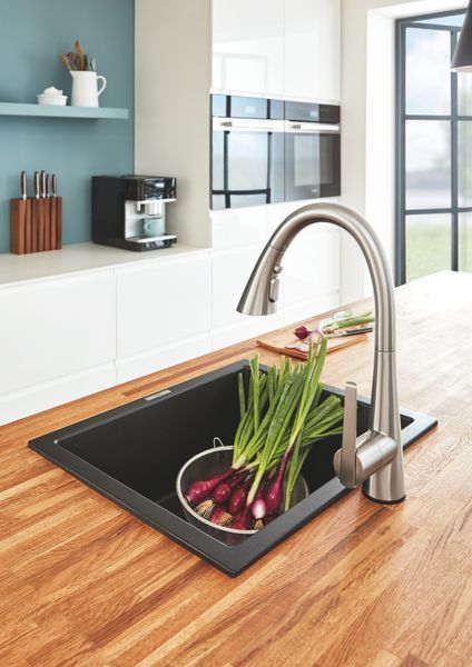 Композитна мийка для кухні Grohe K700U (31654AP0), чорна матова, 533х457х209 мм 31654AP0 фото
