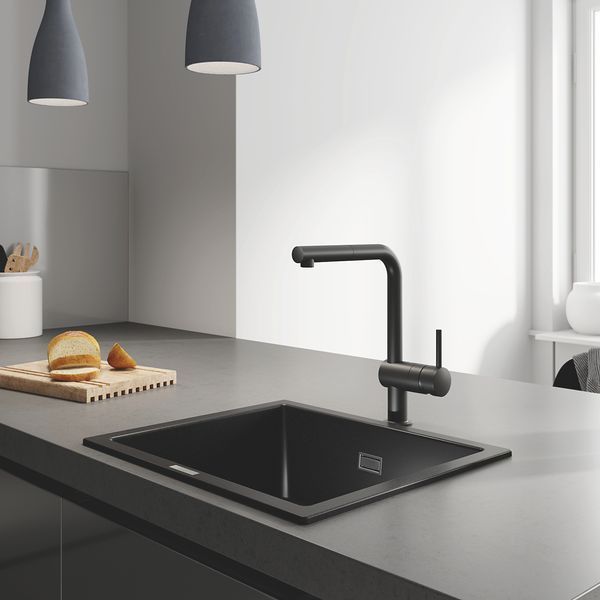 Композитна мийка для кухні Grohe K700U (31654AP0), чорна матова, 533х457х209 мм 31654AP0 фото