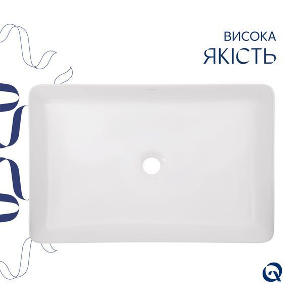 Комплект Qtap Tern: Раковина накладна прамокутна 600x400x110 мм WHITE + Донний клапан PU02 SD00053427 фото