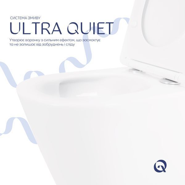 Унітаз підвісний Qtap Swan Ultra Quiet 485х360х320 мм, White, з сидінням Slim Duroplast / Soft-close / Quick Release QT16335179W SD00050900 фото