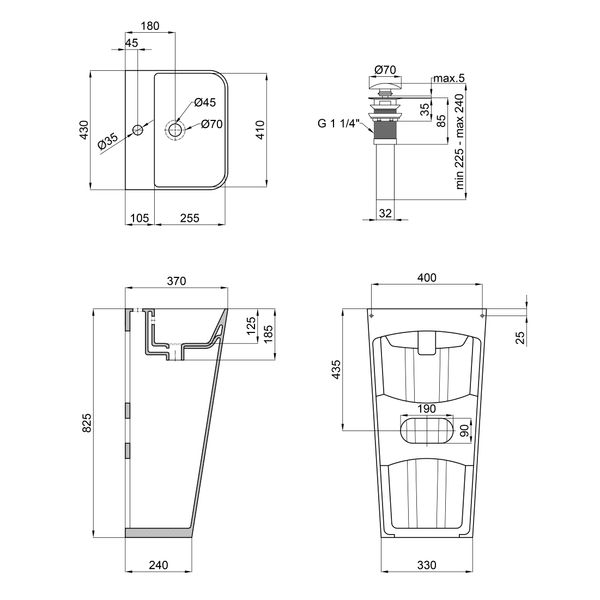 Раковина напольная моноблок Qtap Tern 440х380х830mm White с донным клапаном QT1711G302W SD00045935 фото