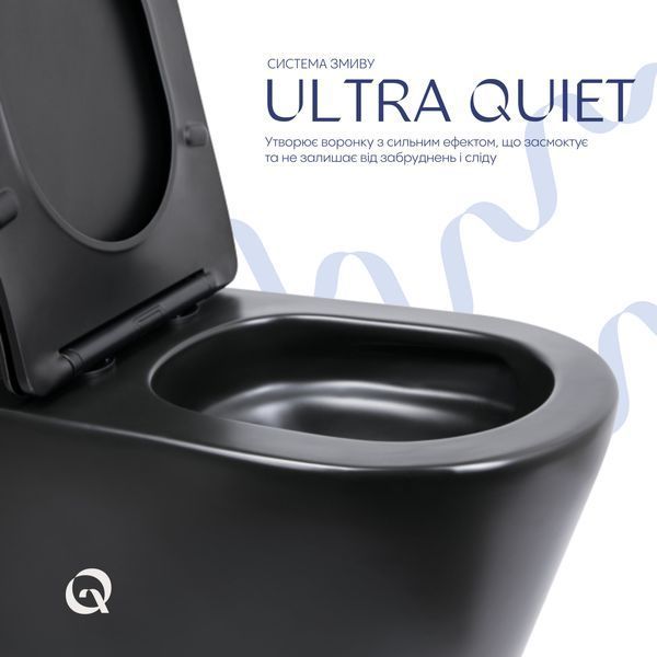 Унитаз напольный Qtap Scorpio Ultra Quiet безободковый с сиденьем Soft-Close MATT BLACK QT14226088AMB SD00052562 фото