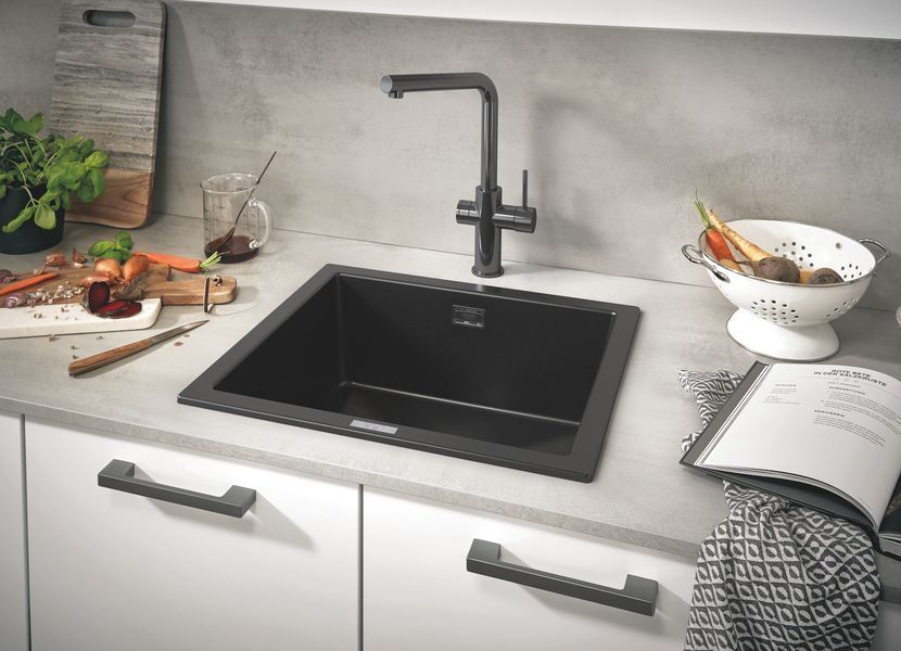 Композитна мийка для кухні Grohe K700U (31654AP0), чорна матова, 533х457х209 мм 31654AP0 фото