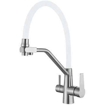 Смеситель для кухни с гибким изливом на две воды Mixxus FUL-021 REFL.WHITE из нерж. стали SUS304 (MI7017) MI7017 фото