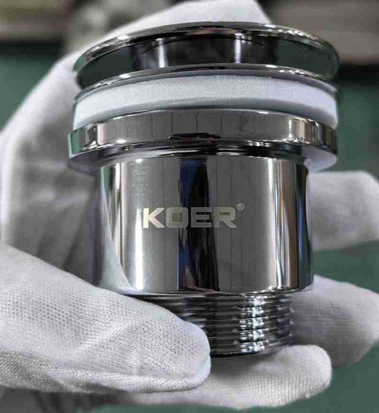 Донний клапан для раковини універсальний (з/без переливу) Koer PW-01-01 автоматичний (Click-Clack) (Колір хром) 1 1/4'' (KR3400) KR3400 фото
