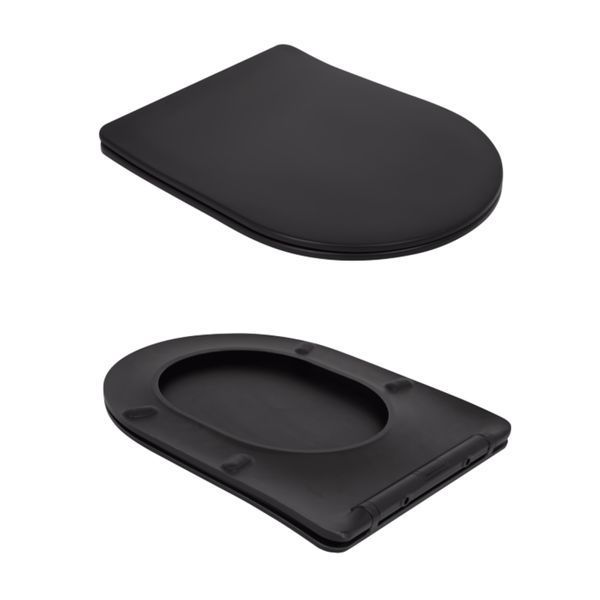 Унітаз підлоговий Qtap Robin Ultra Quiet безобідковий з сидінням Soft-close MATT BLACK QT13226083AMB SD00052566 фото