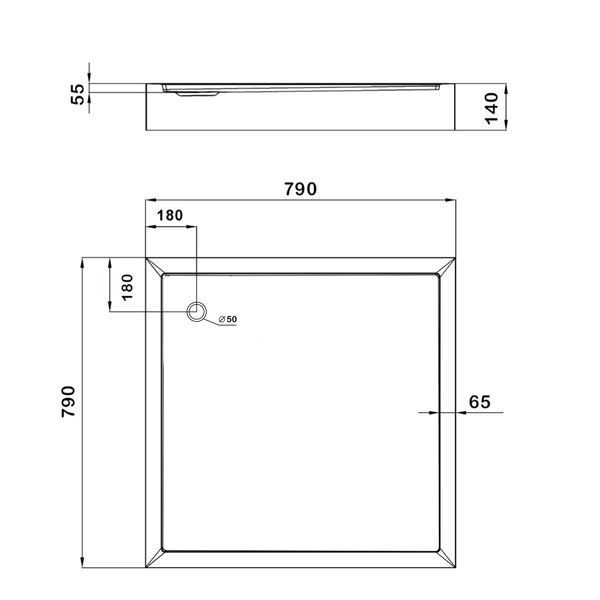 Lidz Душевой поддон KAPIELKA ST80x80х14 низкий квадратный, диаметр слива 52 мм SD00051136 фото