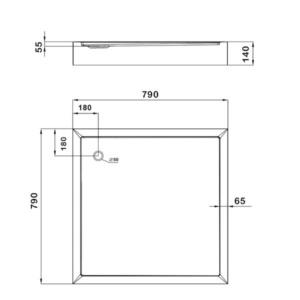 Lidz Душевой поддон KAPIELKA ST80x80х14 низкий квадратный, диаметр слива 52 мм SD00051136 фото