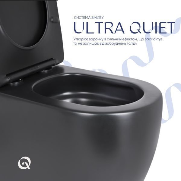 Унітаз підлоговий Qtap Robin Ultra Quiet безобідковий з сидінням Soft-close MATT BLACK QT13226083AMB SD00052566 фото