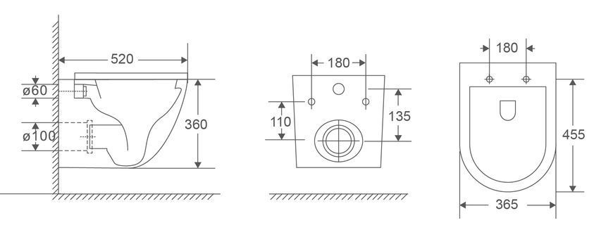 Унітаз підвісний Mixxus Premium Ellipse-0303-R Black 520x365x360mm, система змиву RIMLESS (MP6464) MP6464 фото