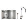 Акционный набор Lidz: мойка H7849R интегрированная крыло справа Brushed Steel 3,0/1,0 мм + Смеситель Aria для кухни с гибким изливом (k35) Grey